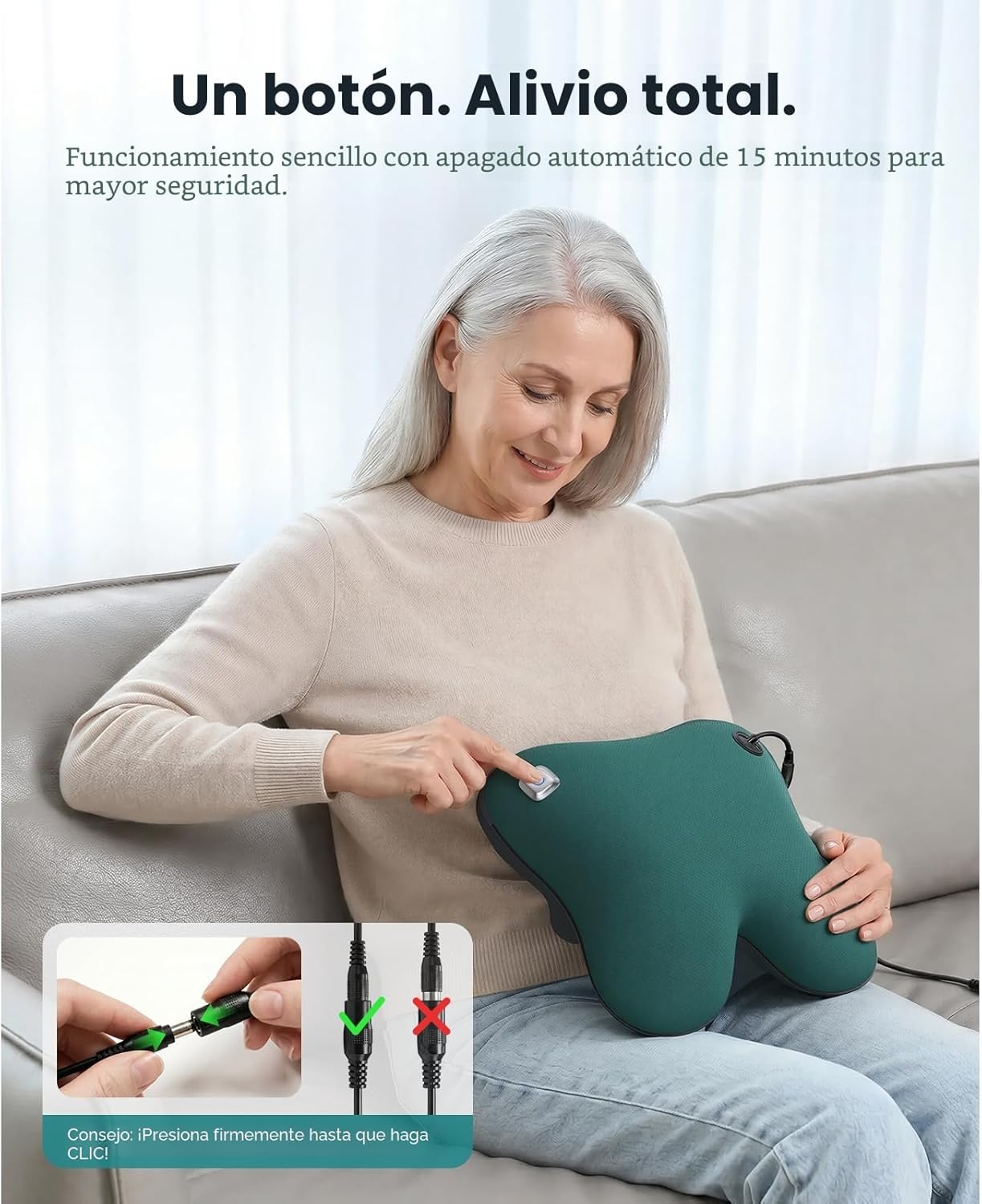 Cojín de massagem EZBack Bob and Brad shiatsu com 4 nós 3D e função de calor, design ergonómico curvo